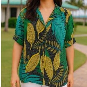 Jane & Delancey Tropical Leaves art print Lightweight Blouse